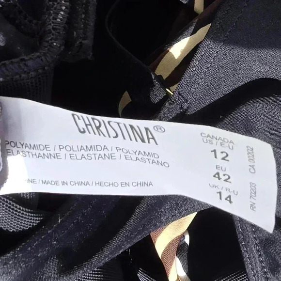 Christina Women's 5 Way Trickster Waist Minimizer Swimsuit Black Tiger Sz 12 NWT - Picture 8 of 11